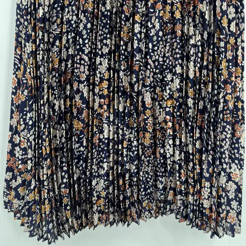 Dress Forum Vivan Pleated Blue Floral Midi Skirt Feminine Women’s Size Medium