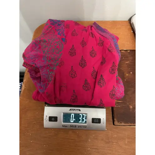 Aarong Pink Paisley Print Short Sleeve V Neck Kurti Tunic Top Bangladesh Size 36