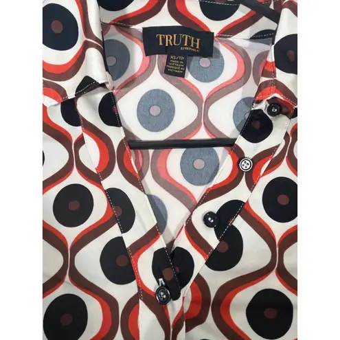 TRUTH BY REPUBLIC Womens Retro Geometric 70's Vibe Print Button Up Shirt Top XS Black Size undefined - Image 6