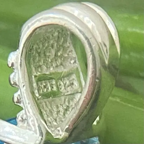 Sterling Silver SCBS 925 Emerald Cut Blue Topaz CZ Cubic Zirconia Pendant 2.9g