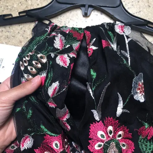 Badgley Mischka Cold shoulder floral embroidery dress