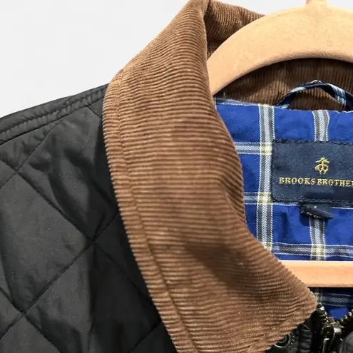Brooks Brothers Navy Quilted Barn Jacket With Brown Corduroy Collar Large