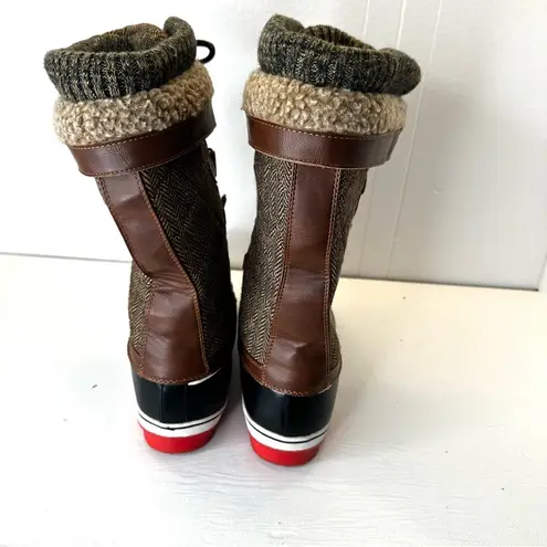 Dream Paris Dream Pairs Women's 10 Winter Snow Duck Boots Brown Herringbone Knit Cuff