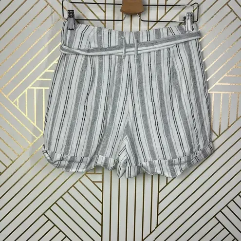 L’Academie The Lark High Waist Tie Short in White Stripe Size US Small