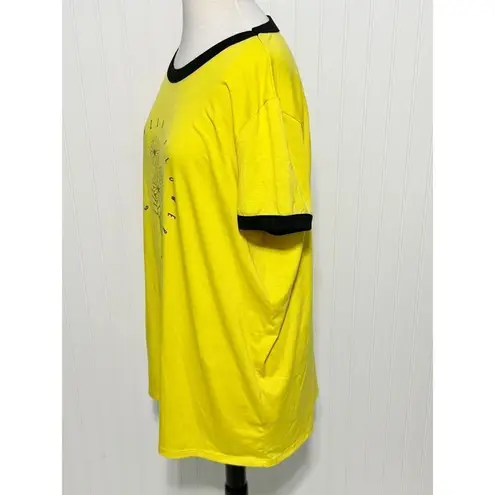 LuLaRoe ‎ Liv Wildflower Contrast "Grow Wild Flower" Graphic T-Shirt Yellow 2XL