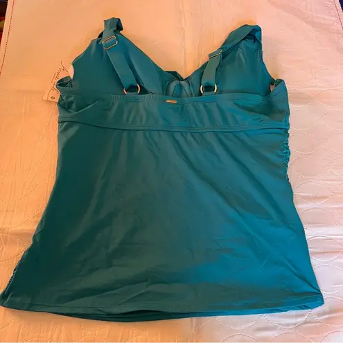 Anne cole NWT!! Twist Front Underwire Swim Top-teal size 18 W