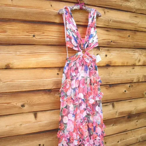 Mac Duggal 68076 Ruffle Floral Cut Out Dress