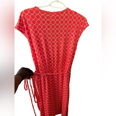 Bella Ella Coral Wrap Dress Womens Size Medium Circles Sleeveless