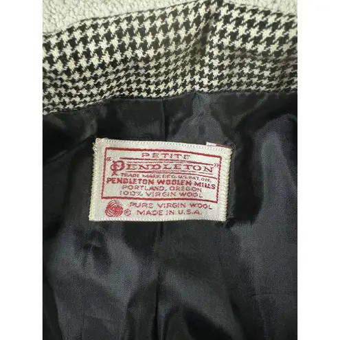 Pendleton Women's Virgin Wool Blazer Jacket Houndstooth Plaid Vtg