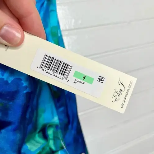 Eliza J Women's Floral One Shoulder Ruffle Cocktail Dress Blue Size 8 tiny flaw