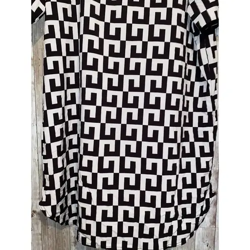 Boohoo Women's  Monochrome Chiffon Woven Black & White Mini Shift Dress Size 12