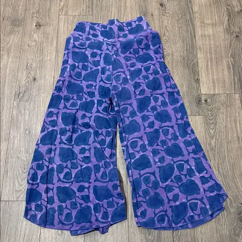 Blu Nomad Women's Blue and Purple Patterned Casual Pants boho hippie yoga medium