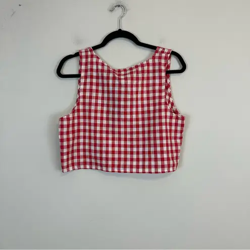 Nasty Gal  | Red and White Gingham Sleeveless Crop Top Size 10 NWT