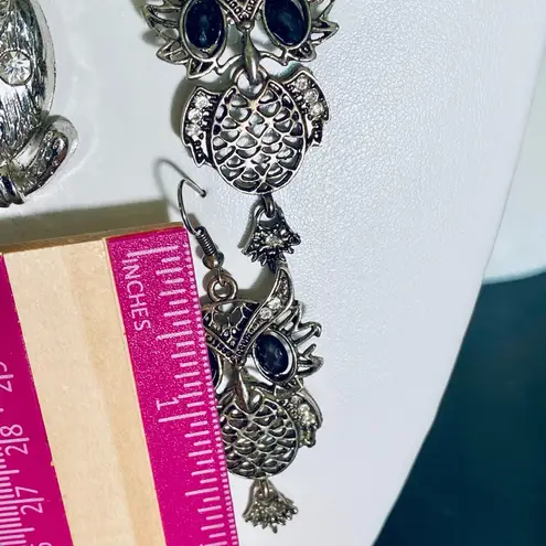 NEW Cute vintage Owl necklace and earrings gift set Silver
