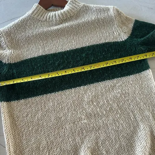 Pologram Green & Tan Striped Knit Puff Sleeve Sweater Women’s size Small​