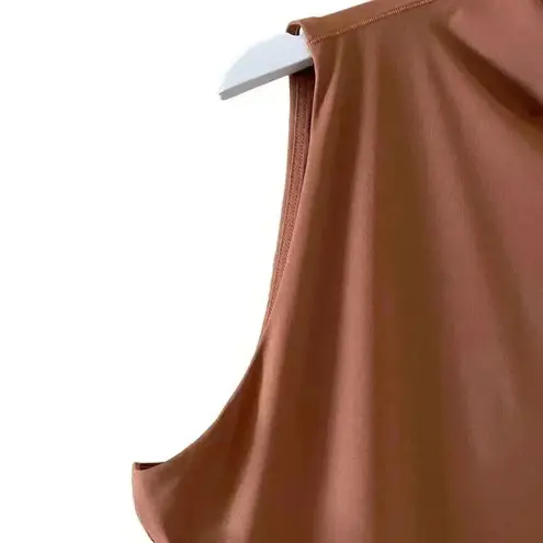 SKIMS All-In-One Mock Neck Sleeveless Zipper Back Closure Caramel SZ 4X #1474