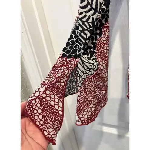 Rue 21 VTG Y2K  Long Sleeve Mesh Top Black Floral‎ Medium Whimsygoth Fairy Grunge