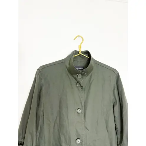 Club Monaco Hardy Top Shirt Jacket Size Small Olive Green Funnel Neck Linen