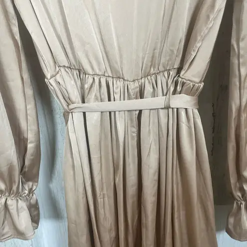 BALTICBØRN Holly Satin Maxi Dress sz M Champagne Gold Formal Wedding Long Sleeve Size M