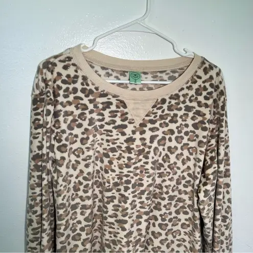 Honeydew Velour Sweatshirt Natural Leopard Tan Size XL