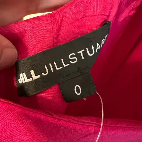 Jill Stuart JILL Plunge Deep V Cross Back Cut Out Maxi Dress Gown Gossip Pink 0