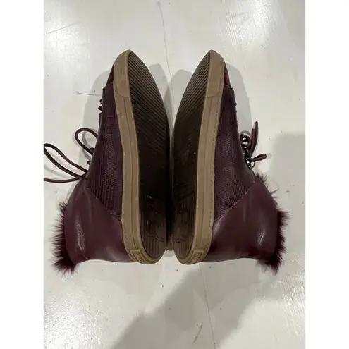 BCBG MAXAZRIA Deniz Burgundy fur cuff‎ lace up high top sneakers