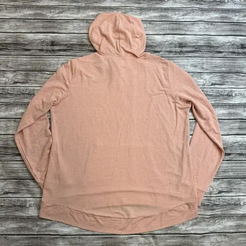 Weatherproof Vintage Womens Lightweight Hoodie Orange White Gingham M Med Medium