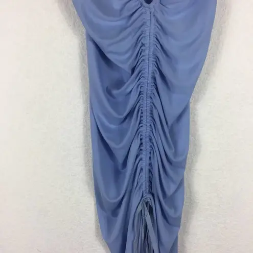 ZARA  Baby Blue Asymmetric Midi Dress With Drawstring Gathering Size Small