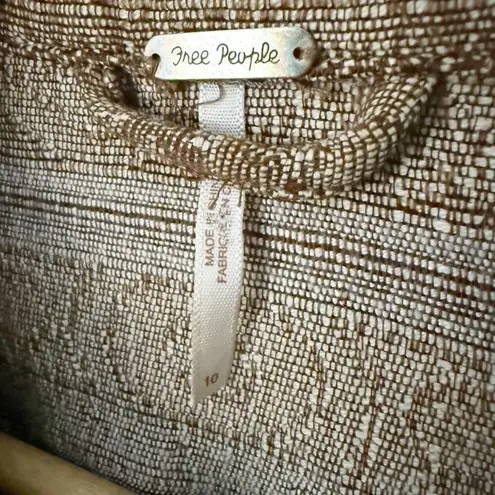 Free People  | Brown Tapestry Moto Style Jacket Asymmetrical Zipper | Size 10