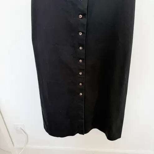 Favorite Daughter Lovesick Dress Button Front Ruffle Strap Midi Black Size 14