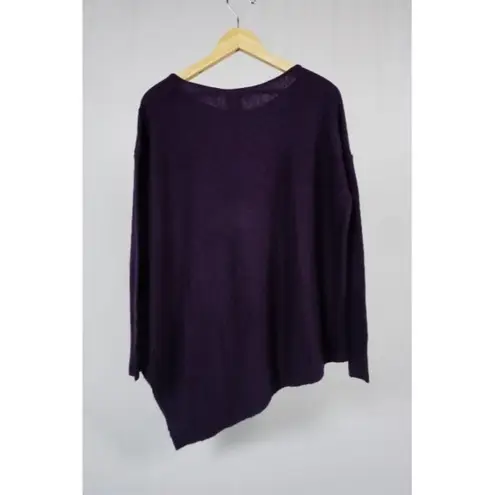 matty m Women's Sweater Plum Purple Soft Crew Neck Asymmetrical Medium