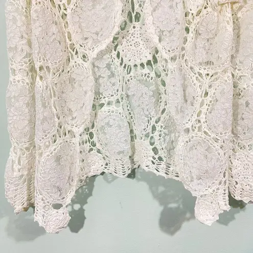 White + Warren Women's White Crochet Lace Applique Open Front Cardigan Size M Size M - Image 3