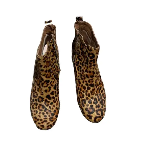 Jack Rogers NEW  Berkley Leopard Print Dyed Cow Hide Fur Bootie Leather