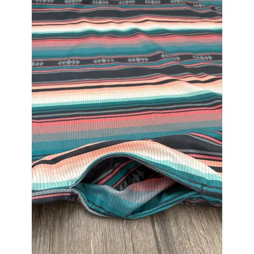 Crazy Train Women's Serape Mojito Dress Blue Short Sleeve Hooded XL