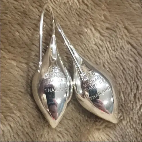 Sterling Silver MICHAEL DAWKINS Puff Teardrop French Wire Earrings