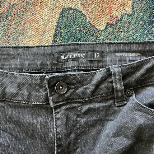 Blackheart Ripped Skinny Jeans Women’s Size 13 Black Distressed Stretch Denim