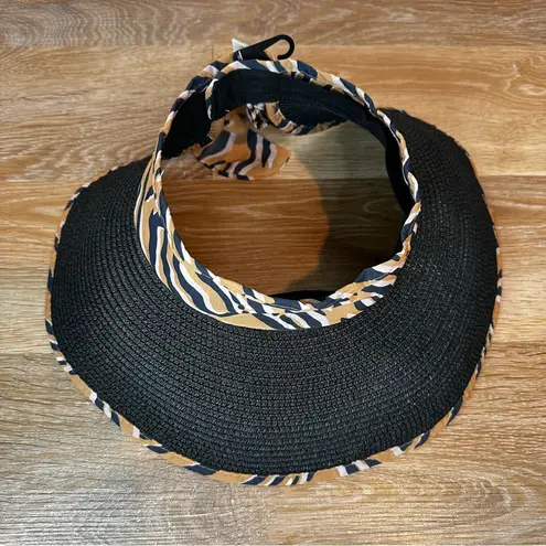 Tahari NWT Animal Print Packable Sun Visor Wide Brim Summer Hat, OS