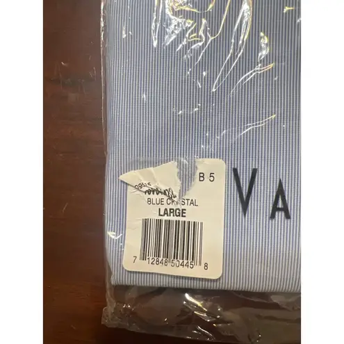 Van Heusen For Her Blue Crystal Striped Long Sleeve Button Up Shirt Sz L NWT