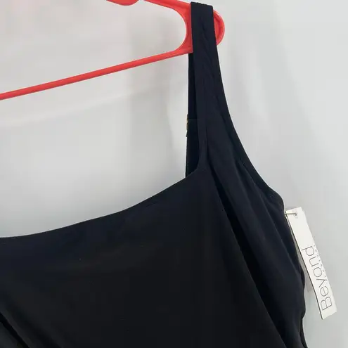 BEYOND CONTROL Swimsuit Size 16 Black NWT Plus Curvy Gold Rhinestone Detail