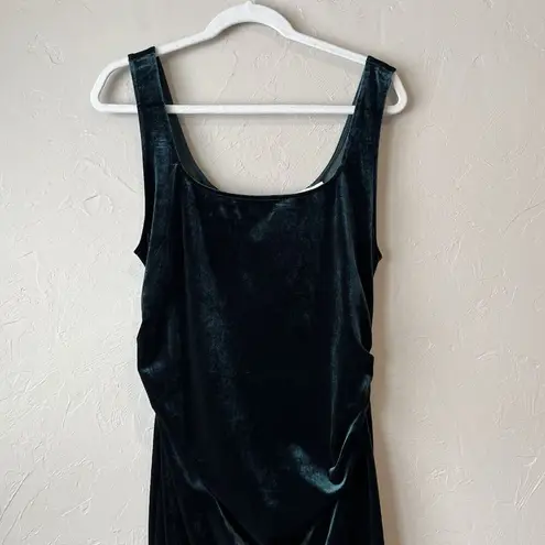 Women’s Velvet DRESS Square Neck Emerald Slit HOCO DARK romantic vamp Whimsigoth Green Size XL
