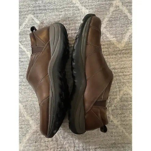 LL Bean Brown Leather Comfort Skip On Shoes Rubber Sole Size 9 Women's
