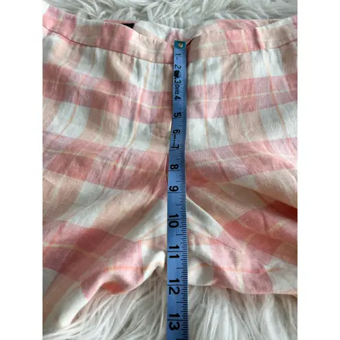 Brooks Brothers NWT Country Club Women's Plaid Linen Pants Pink/Cream Size 14