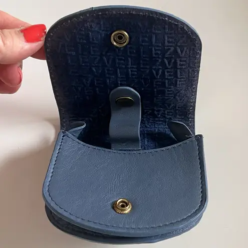 Velez Blue Leather Coin Pouch Mini Wallet Snap Closure Compact Small Case Unisex - Image 6