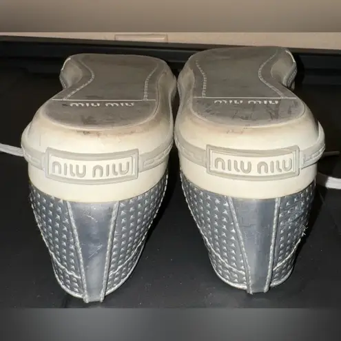 Miu Miu   Swarovski crystal toe-cap sliver sneakers flats size 38.5 8.5