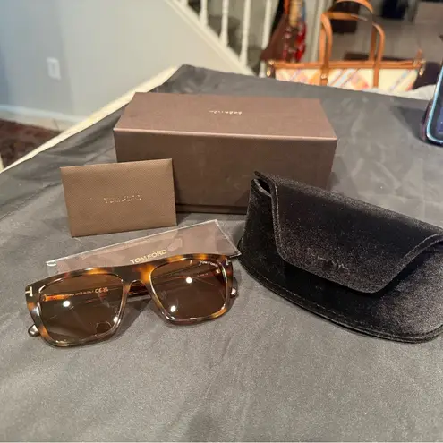Tom Ford ASLAN FT1175 53E Blonde Havana/Brown Square Sunglasses