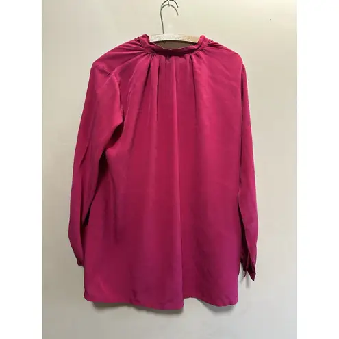 Vintage The Silk Farm 100% Silk Pink Long Sleeve Blouse Size Large Office Work
