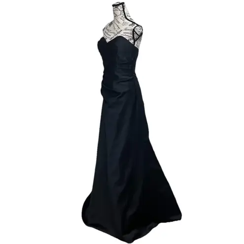Alfred Angelo 7418 Asymmetric Draped Bridesmaid Dress Black Maxi Floral Gala 4