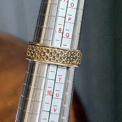 Gold Tone Woven Band Ring AK 925 Turkey Sterling Silver Band Ring Size 9 EUC