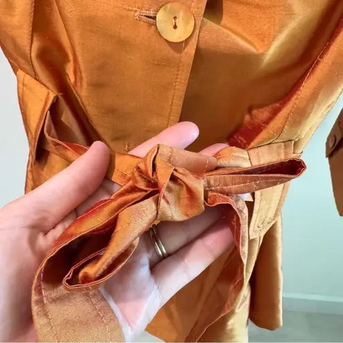 Luisa Spagnoli Burnt Orange 100% Silk Belted Elegant Jacket Size 44