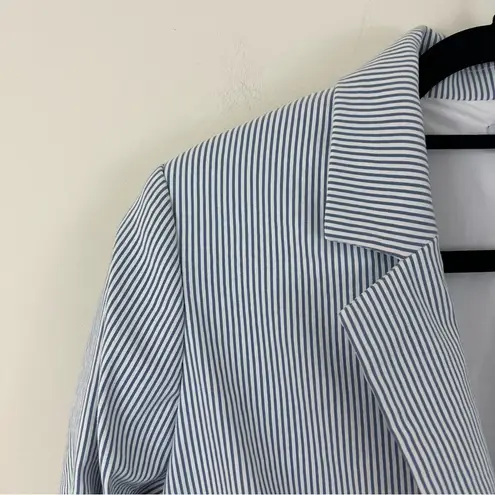Carolina belle Blue and White Pinstriped Button Front Blazer Jacket Size Small
